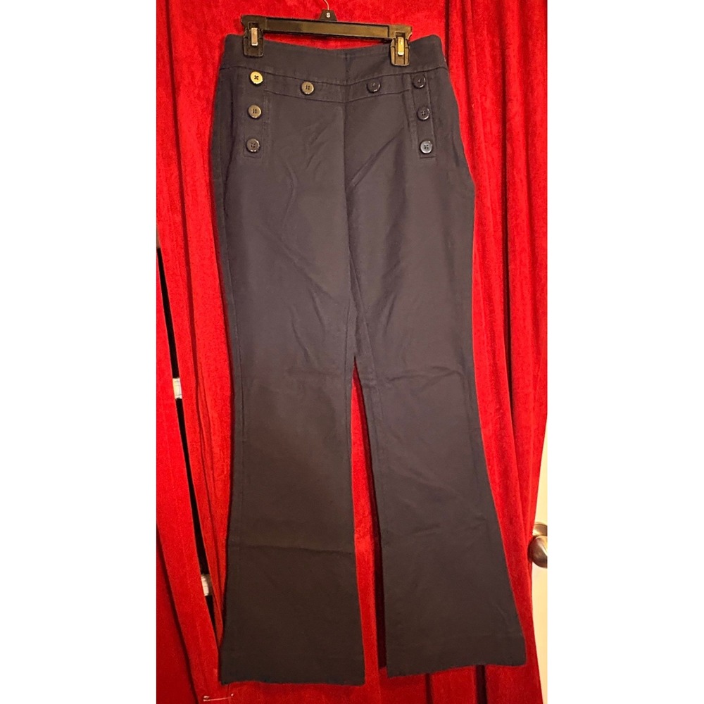 Cabi Sailor Wide Leg Pants Womens 0 Navy Blue Excellent Button Front 5077R